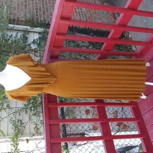 Zara Mustard Maxi Dress with V-Neck